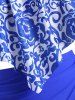 Maillot de Bain Tankini Sirène Imprimée de Grande Taille à Volants - Bleu 5X