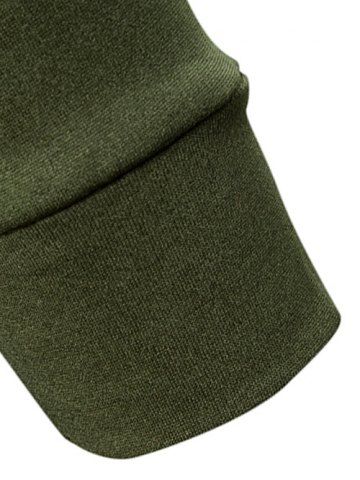 

Solid Color Turtleneck Faux Pocket Fleece T-shirt, Army green