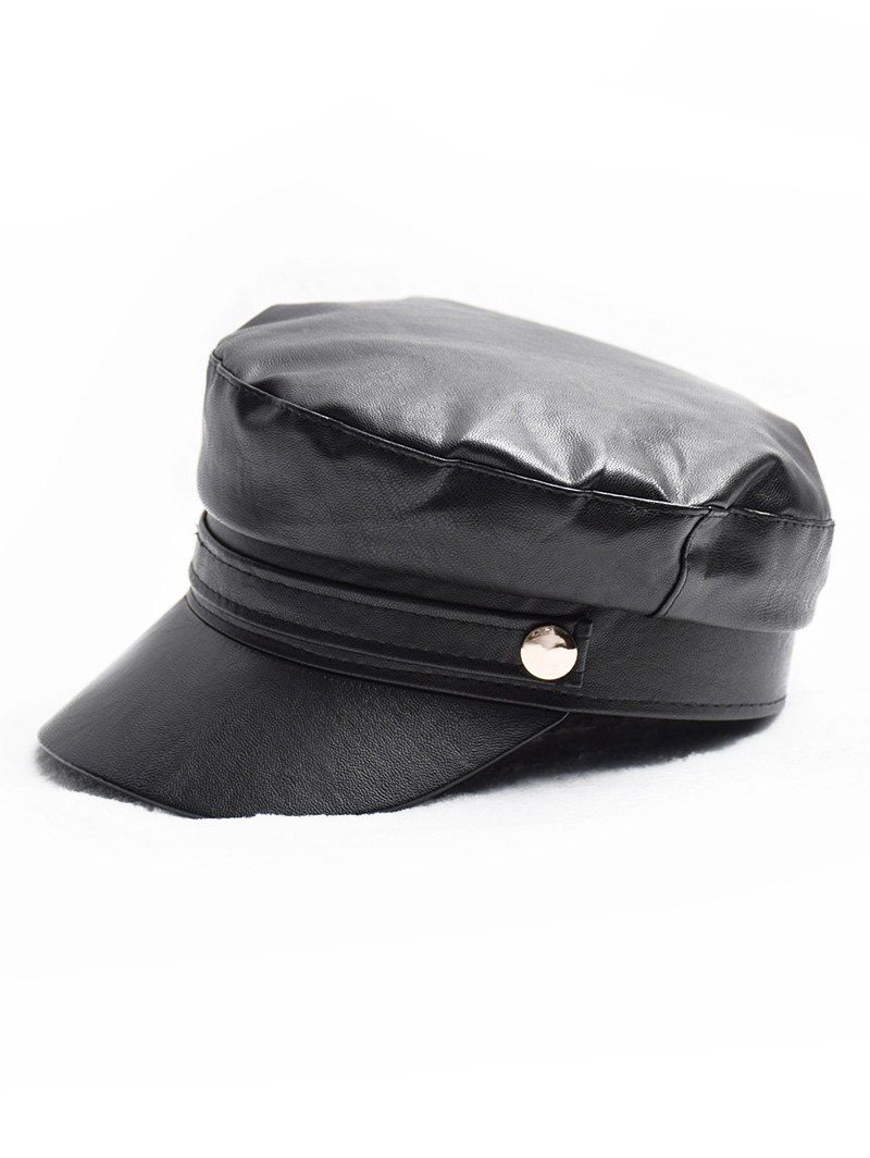 

Winter PU Painter Casual Cadet Cap, Black