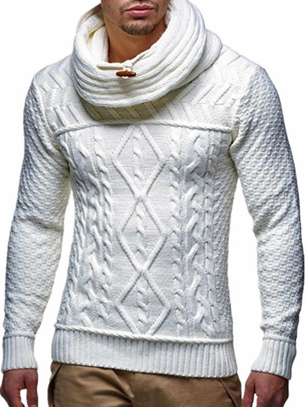 

Casual Geometric Pattern Pullover Sweater, White