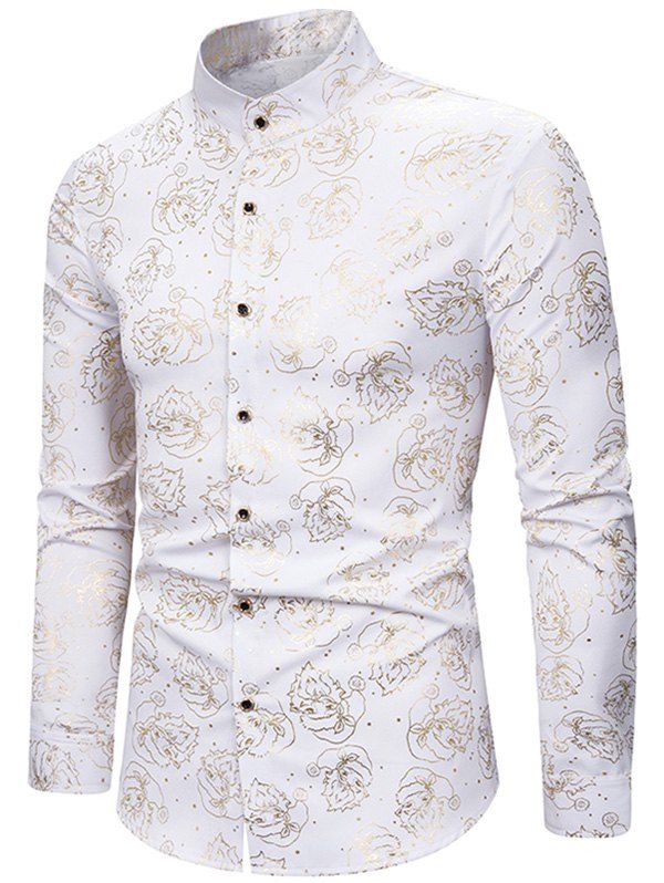 

Santa Claus Gilding Print Long-sleeved Shirt, White
