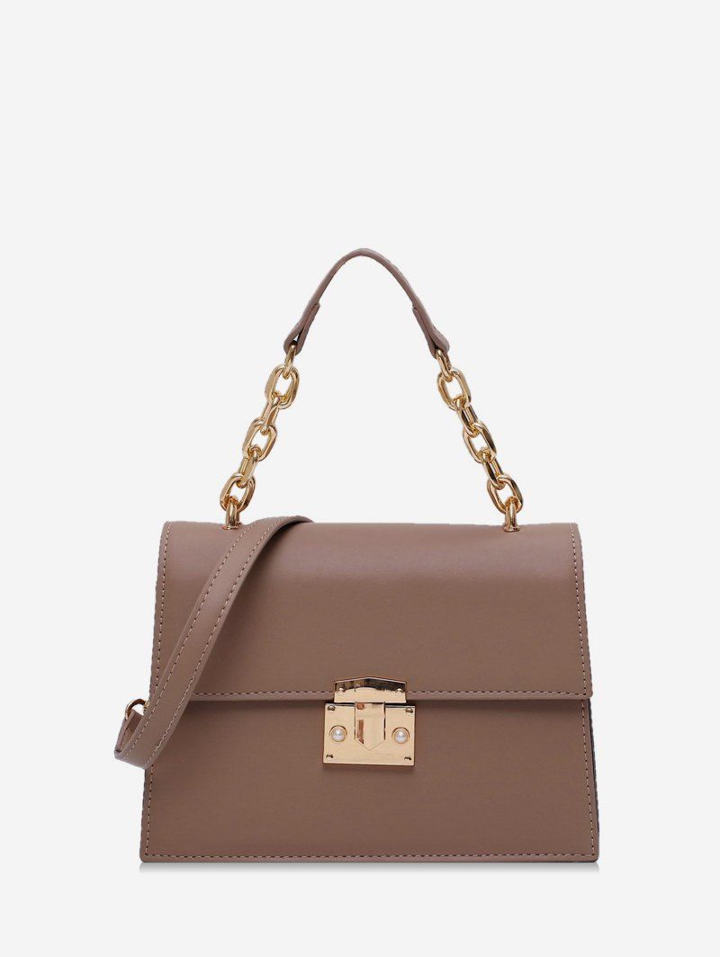 

Chain Handle Square Flap Crossbody Bag, Light khaki