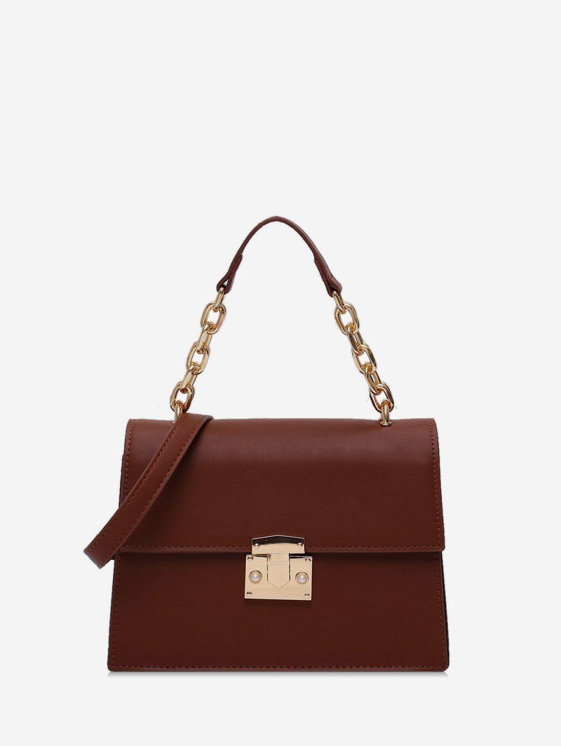 

Chain Handle Square Flap Crossbody Bag, Light brown