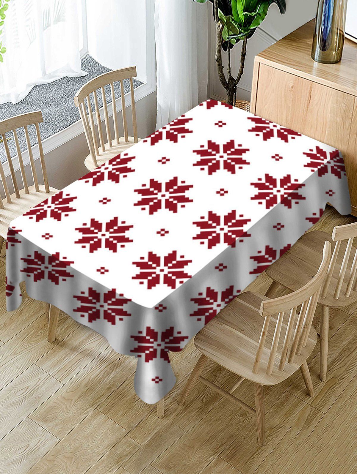 

Christmas Snowflake Pattern Fabric Tablecloth, Multi