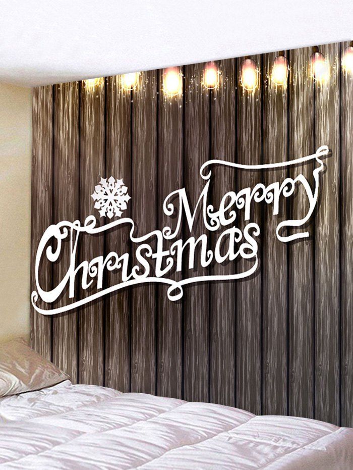

Christmas Letter Wood Grain Printing Waterproof Tapestry, Multi
