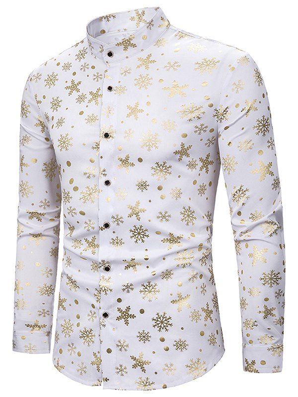 

Snowflake Gilding Printed Long Sleeves Shirt, White