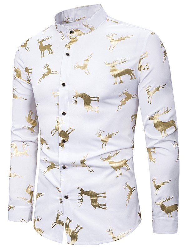 

Wapiti Gilding Print Long Sleeves Shirt, White