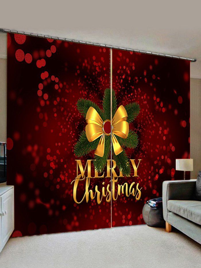 

Merry Christmas Knot Pattern Window Curtains, Firebrick