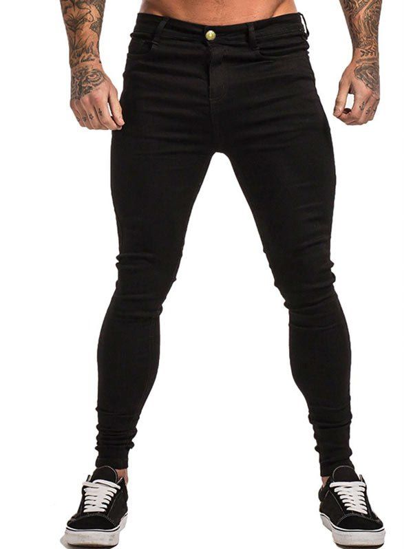 

Solid Color Design Skintight Jeans, Black