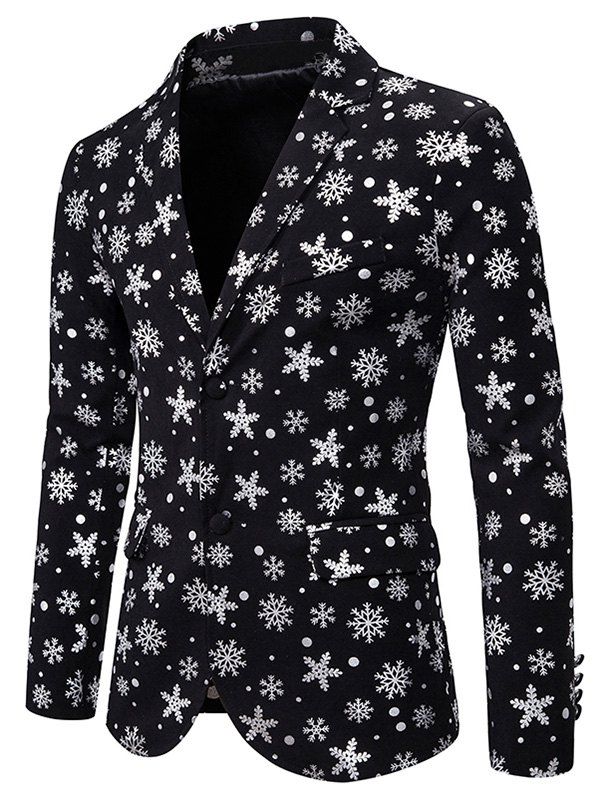

Christmas Snowflake Gilding Double Pocket Back Slit Blazer, Silver