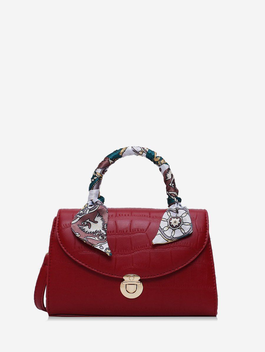 

Silk Embellished Animal Embossed Tote Bag, Red