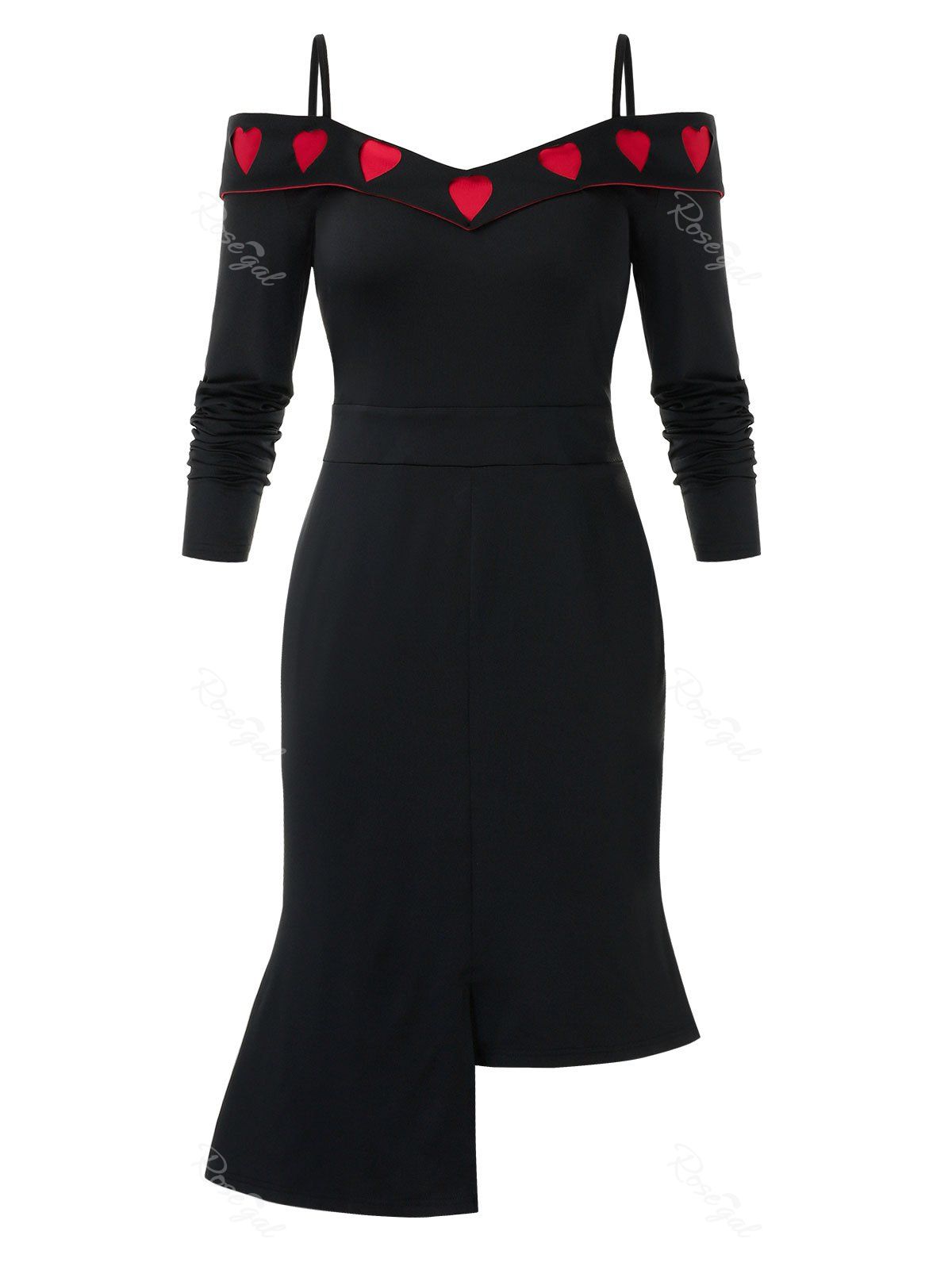 

Plus Size Heart Bodycon Slip Dress, Black