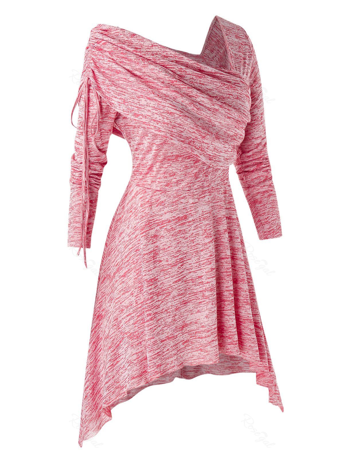 Plus Size Asymmetric Long Sleeve T-Shirt, Watermelon pink