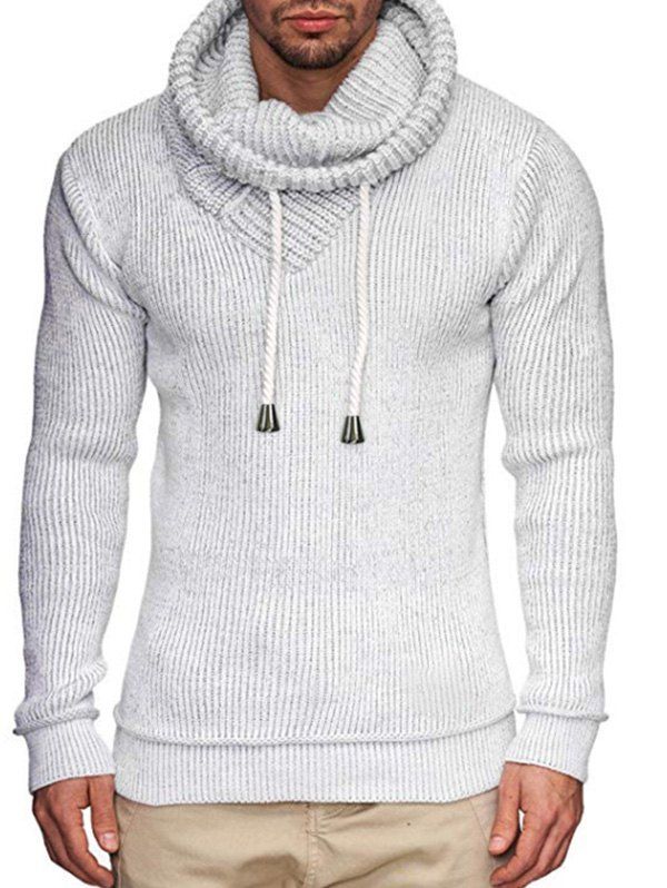 

Solid Color Drawstring Design Casual Sweater, White