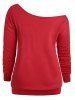 Sweat-shirt de Noël Graphique Imprimé de Grande Taille à Col Oblique - Rouge 4X