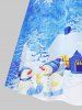 Robe de Noël Trapèze Vintage à Imprimé Cheval et Flocon de Neige de Grande Taille - Ciel Bleu Foncé L