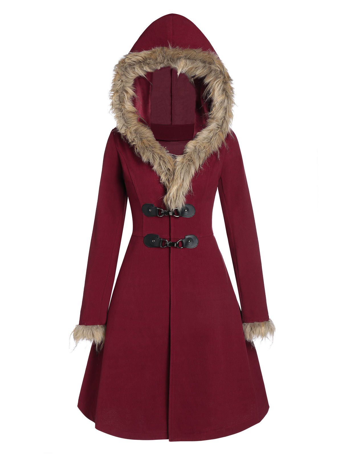 Longline Faux Fur Hood Coat