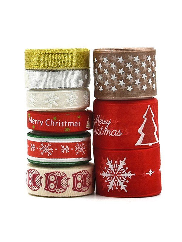 

9PCS DIY Christmas Gift Decor Ribbons, Multi-a