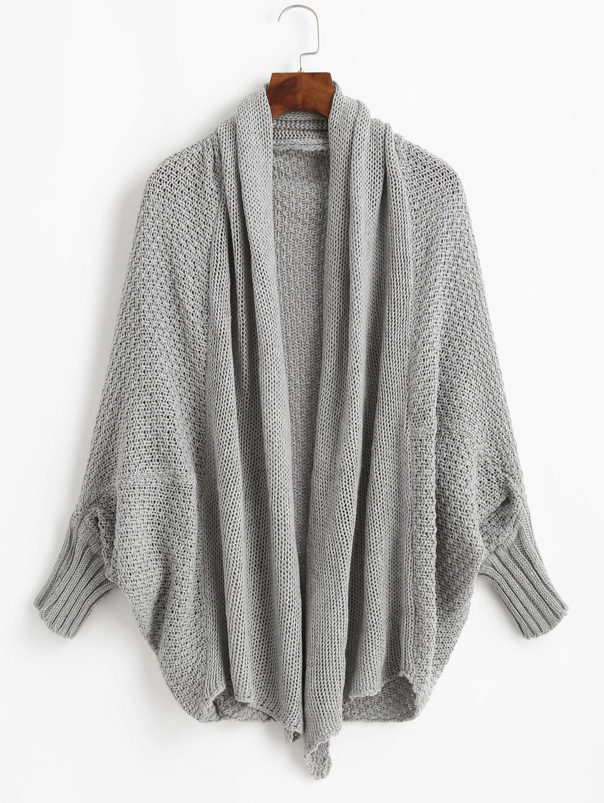 

Dolman Sleeves Open Knit Longline Cardigan, Gray cloud