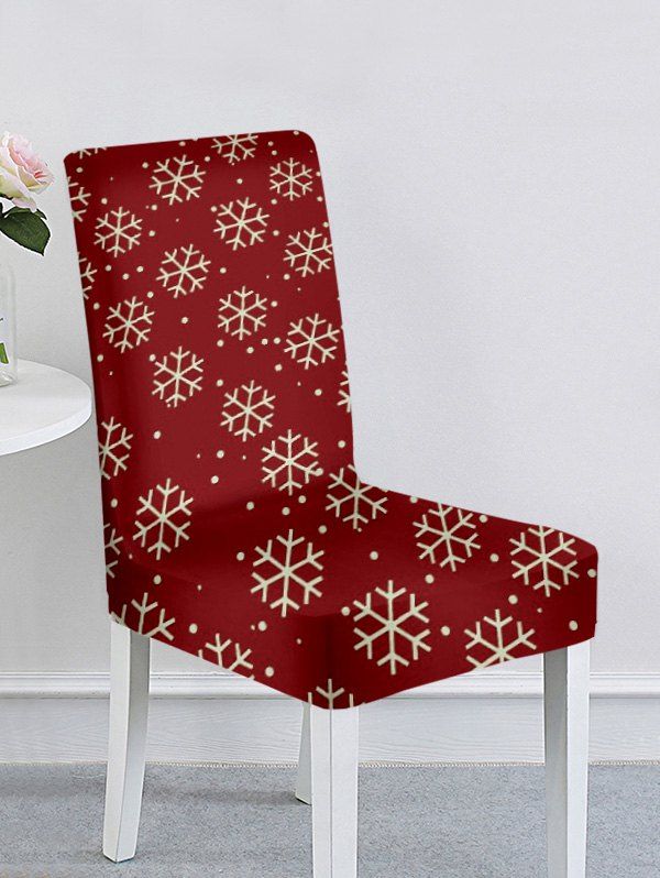 

Christmas Tree Snowflake Elk Print Chair Cover, Multi-d