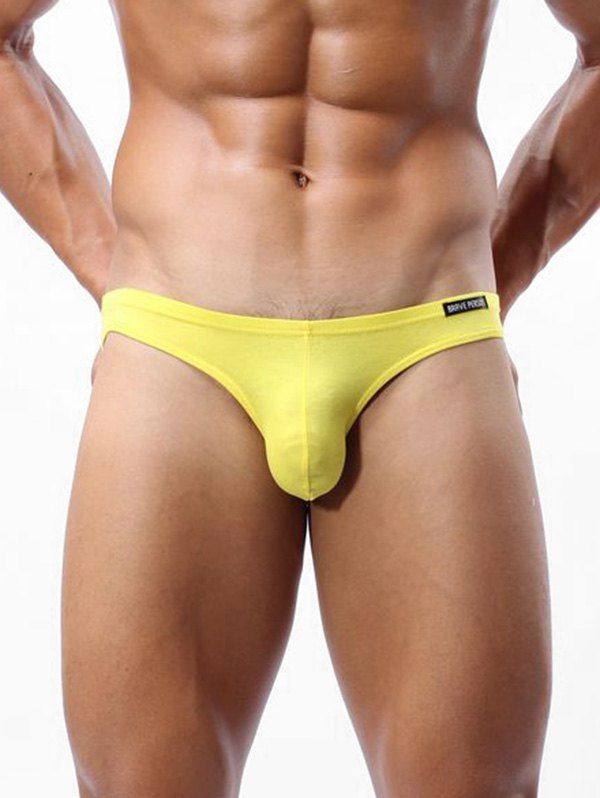 

Sexy Solid Color Breathable Briefs, Yellow