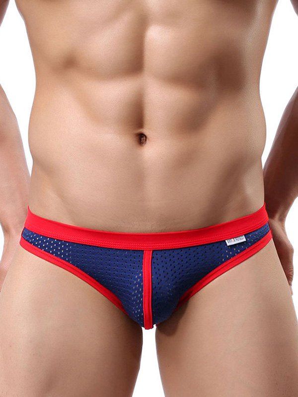 

Contrast Trim Breathable Pinhole Briefs, Blue