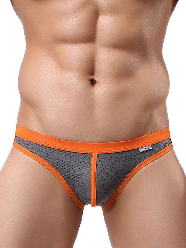 

Contrast Trim Breathable Pinhole Briefs, Gray