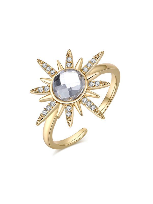 

Ethnic Rhinestone Star Open Ring, White