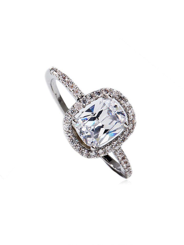 

Square Zircon Inlaid Micro Pave Ring, Silver