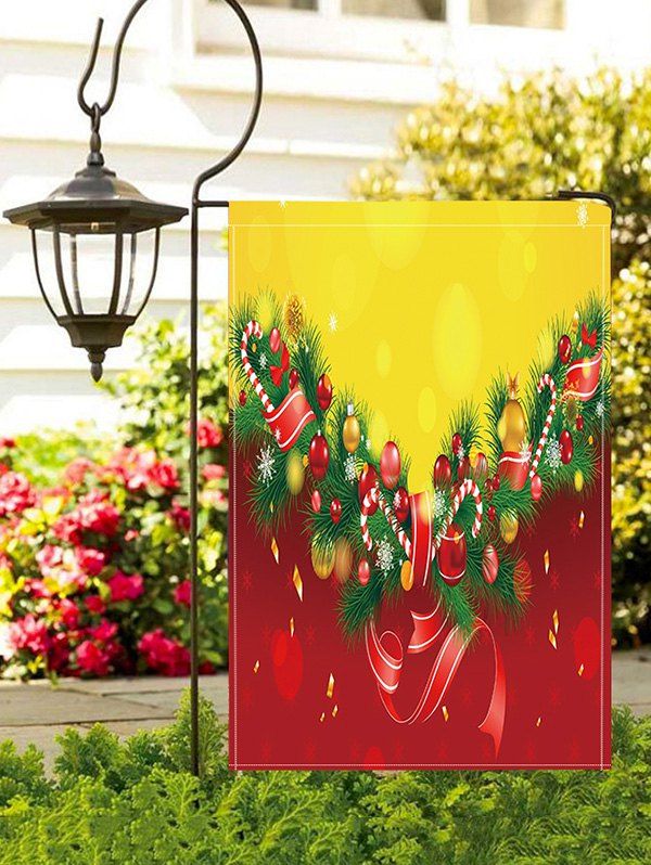 

Christmas Tree Balls Print Garden Flag, Bright yellow