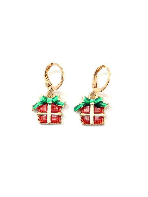 

Christmas Cartoon Design Hoop Drop Earrings, Multi