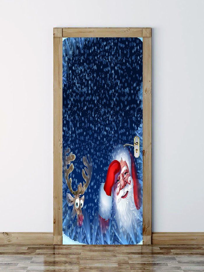 

Father Christmas Deer Door Art Stickers, Multi