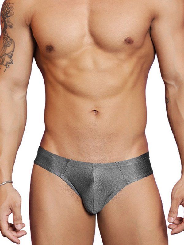 

Sexy Shiny Solid Color Briefs, Dark gray