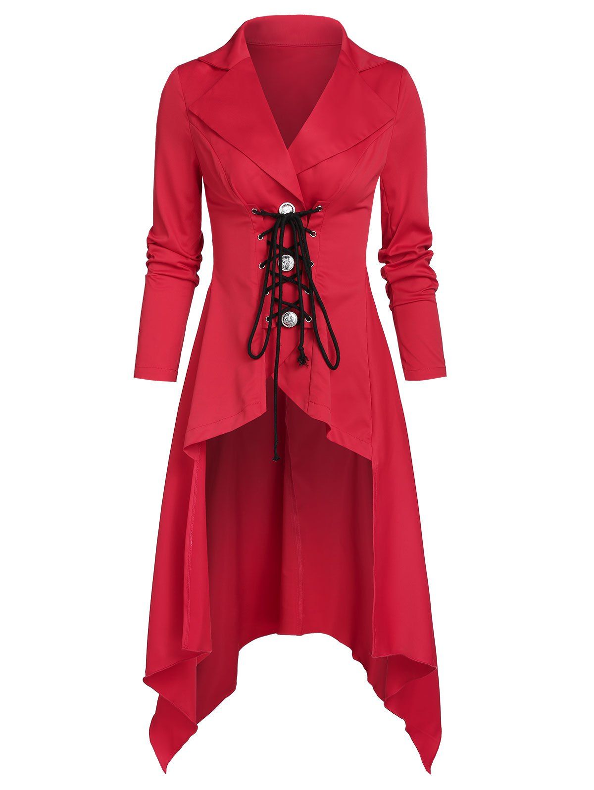 

Lace Up Lapel Gothic Dovetail Jacket, Red wine