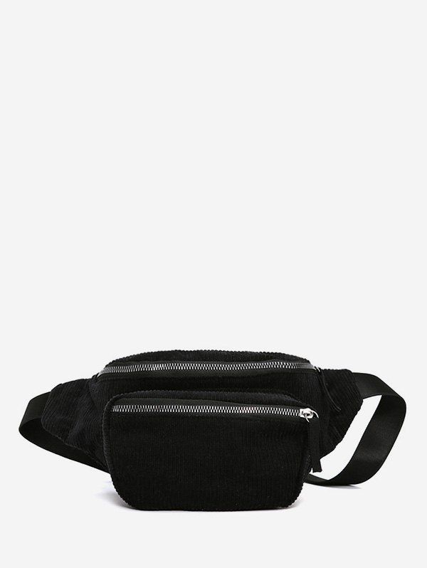 

Plain Corduroy Causal Waist Bag, Black