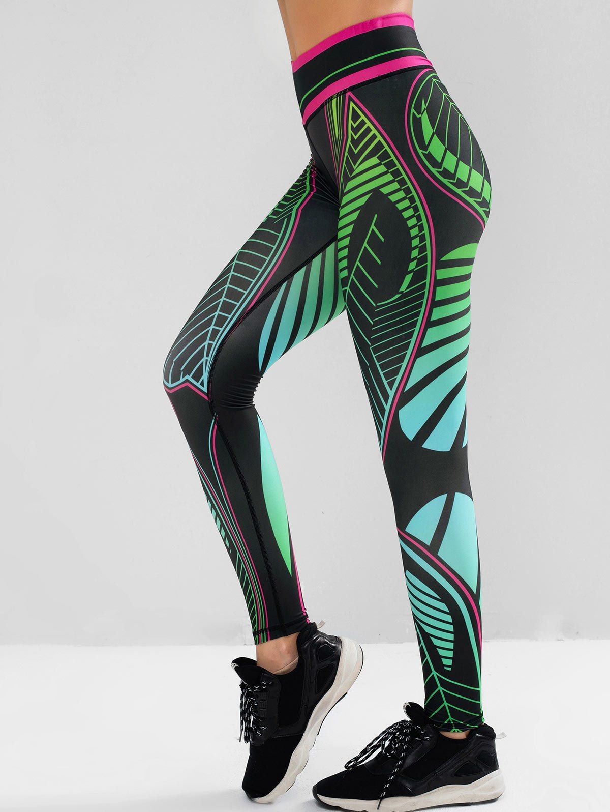 

Contrast Printed Skinny Sports Leggings, Multi