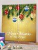 2 Panels Christmas Tree Balls Greeting Print Window Curtains -  