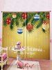 2 Panels Christmas Tree Balls Greeting Print Window Curtains -  