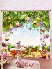 2 Panels Christmas Tree Balls Gifts Print Window Curtains -  