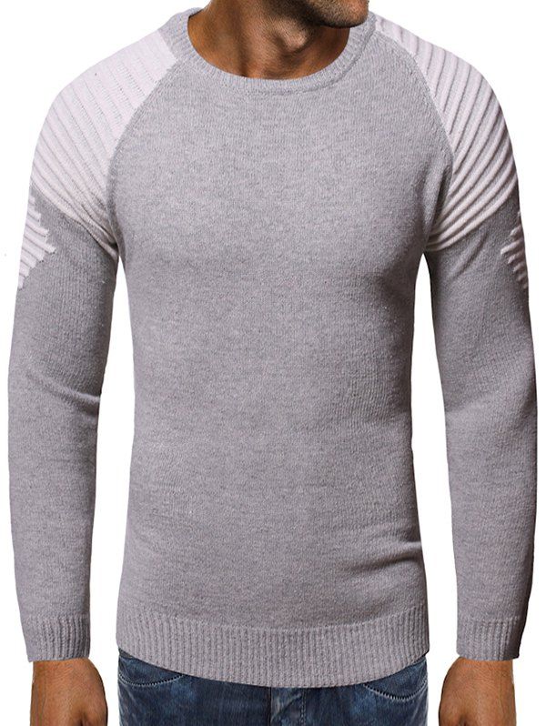 

Color-blocking Drape Panel Casual Sweater, Light gray