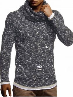 Ripped Decorated Casual Pullover Sweater - BLACK - XS