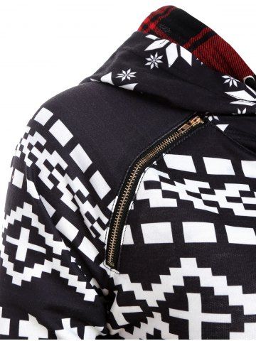 

Christmas Double Hood Plaid Snowflake Hoodie, Black