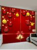 2 Panels Christmas Balls Bells Print Window Curtains -  