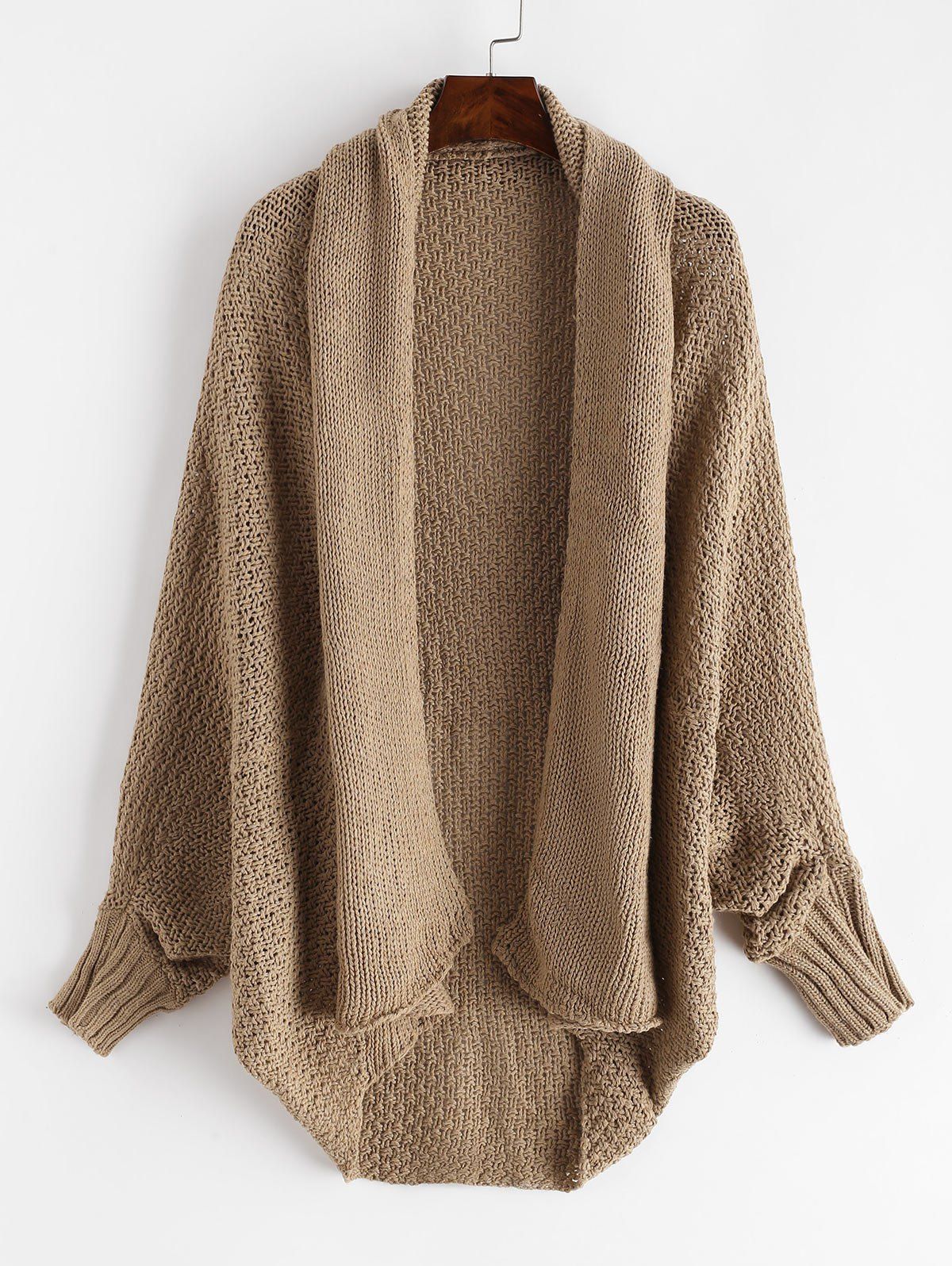 

Dolman Sleeves Open Knit Longline Cardigan, Camel brown