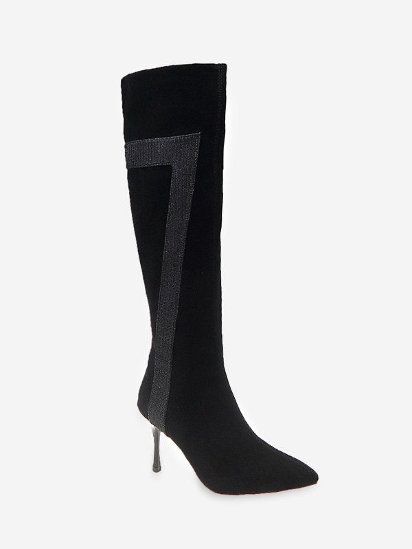 

Stiletto Heel Pointed Toe Knee High Boots, Black