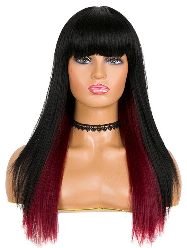 

Synthetic Full Bang Ombre Long Straight Party Wig, Multi