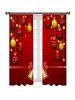 2 Panels Christmas Balls Bells Print Window Curtains -  