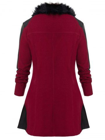 

Plus Size Faux Fur Collar Coat, Red wine