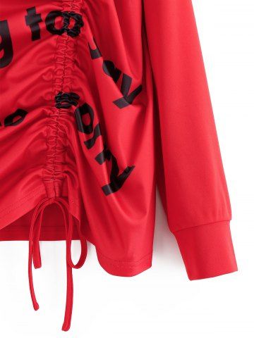 

Plus Size Slogan Graphic Cinched Pullover Sweatshirt, Lava red