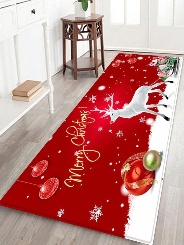 

Merry Christmas Deer Gift Pattern Floor Rug, Multi